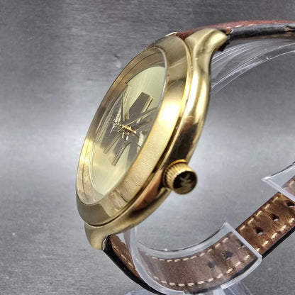 Michael Kors Runway Watch Women 42mm Champagne Dial Gold Tone MK-2326 New Batt H3