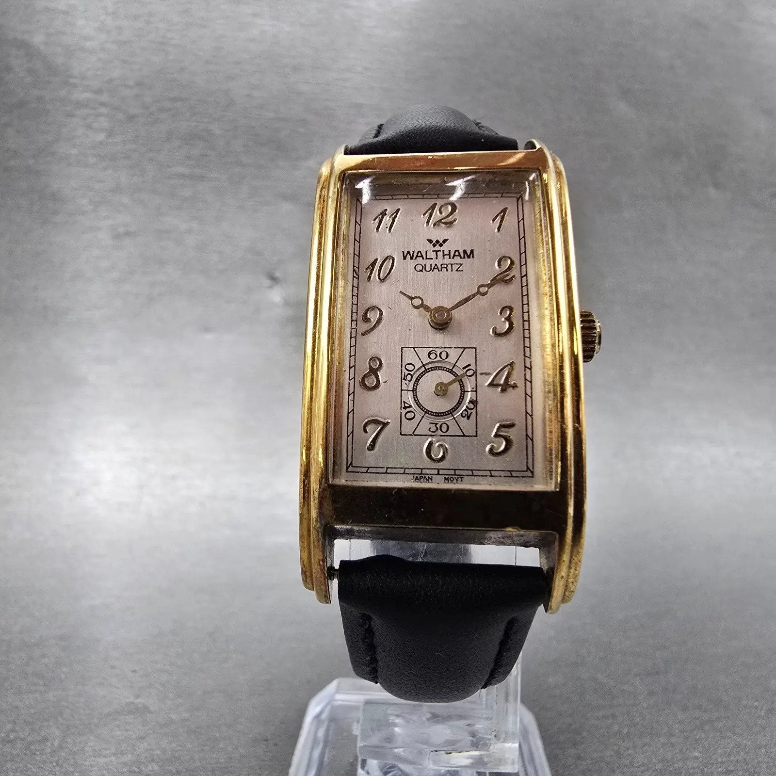 Waltham Tank Watch Men 22mm Silver Dial Gold Tone Rectangle New Battery VTG5