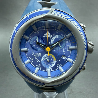 Adidas Adi-Star-Pro Chronograph Watch Men 42mm Blue Dial Steel Date Round Newbat0