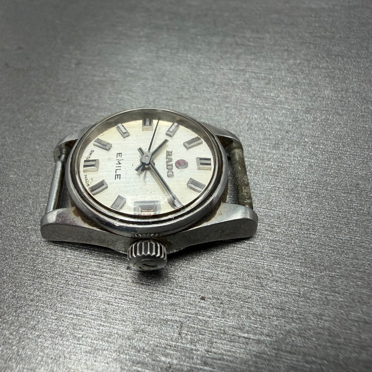 Rado Emile Watch Women 21mm Silver Dial Silver Tone Date Round 7016 Auto PARTS6