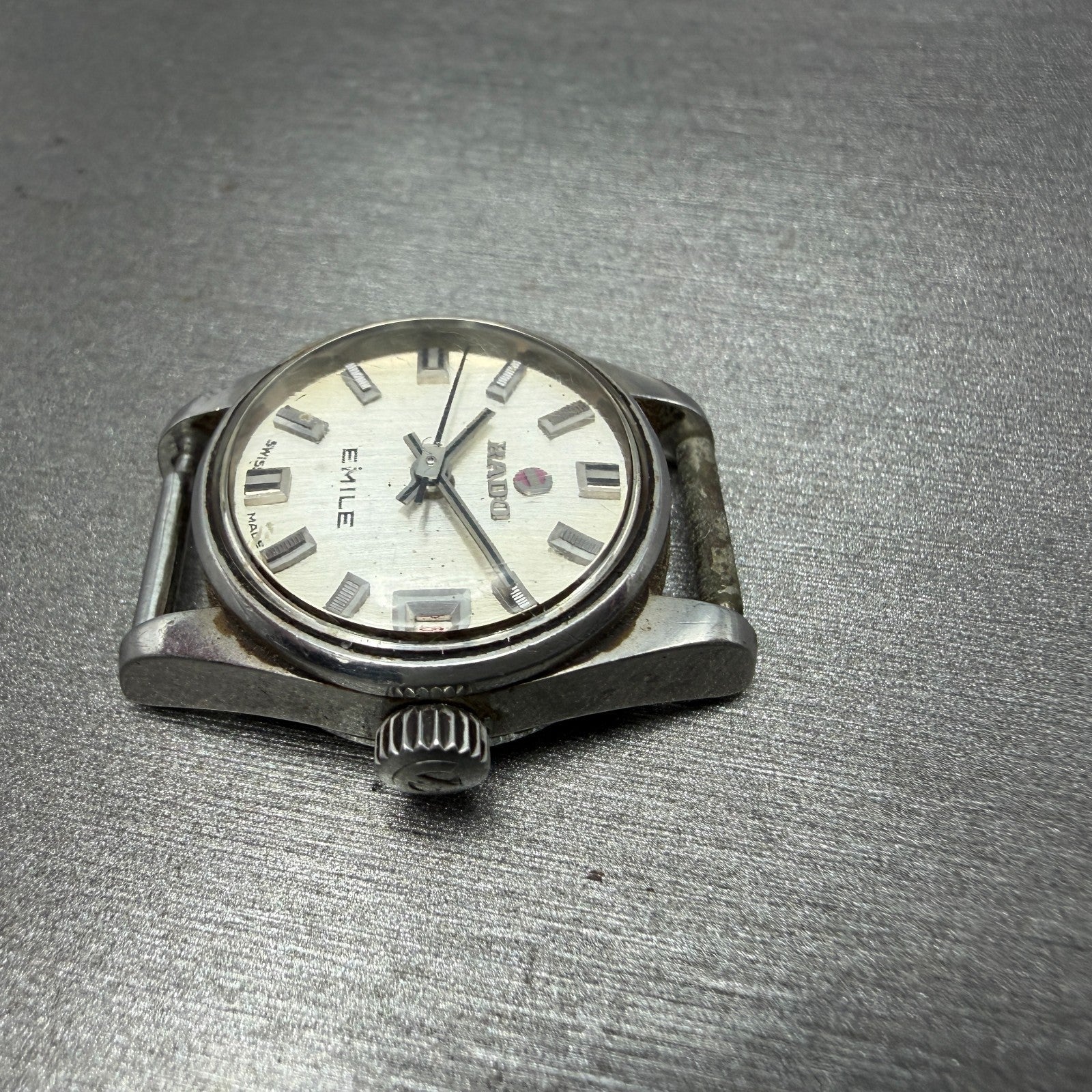 Rado Emile Watch Women 21mm Silver Dial Silver Tone Date Round 7016 Auto PARTS6