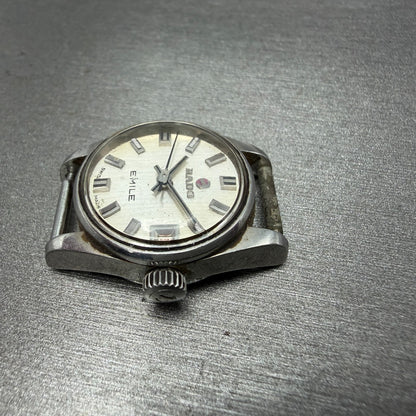 Rado Emile Watch Women 21mm Silver Dial Silver Tone Date Round 7016 Auto PARTS6