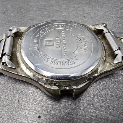 Givenchy Watch Men 35mm White Dial Silver Tone Round  Broken Bracelet PARTS11