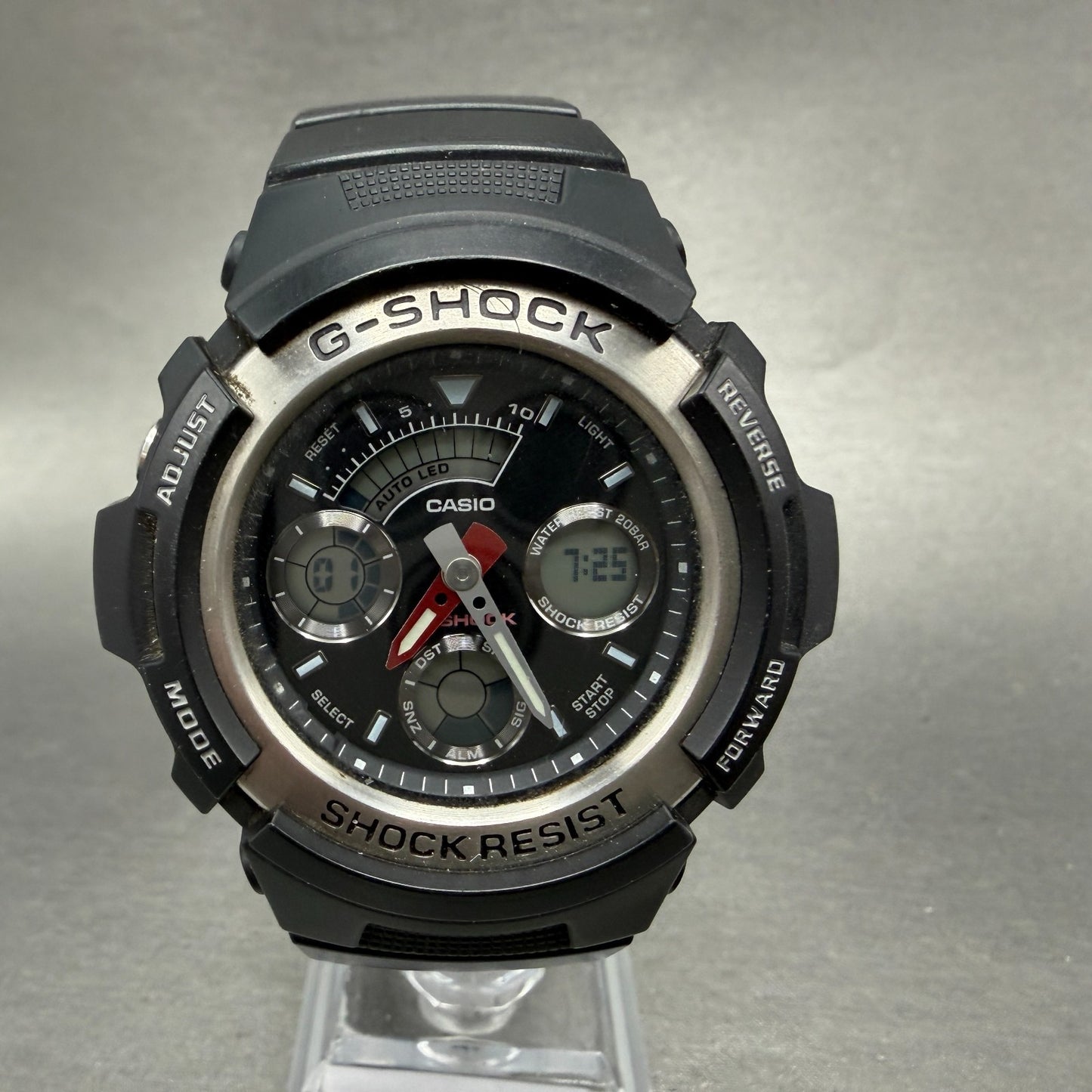 Casio G-Shock AW-590 Watch Men 47mm Black Tone Gray Bezel Alarm Chrono New BattA0