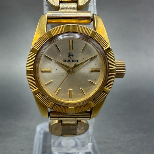 Rado Watch Women 21mm Silver Dial Gold Tone Manual Wind 725 Vintage PARTS0