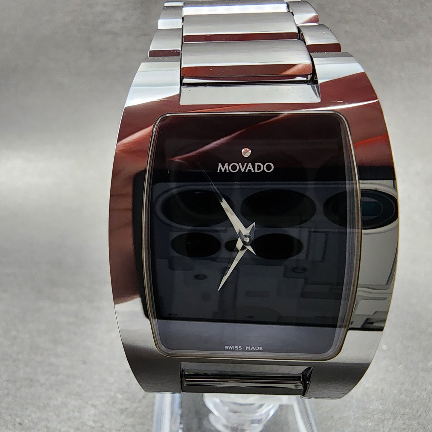 Movado Fiero Watch Men 32mm Black Dial Tungsten Rectangle 0605621 New Battery1