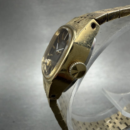 Seiko Watch Women 19mm Brown Dial Gold Tone Rectangle Manual Wind Runs 11-3949 I2