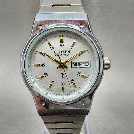 Citizen CQ Watch Women 25mm Silver Dial Silver Tone Daydate 6000-074815 New Batt