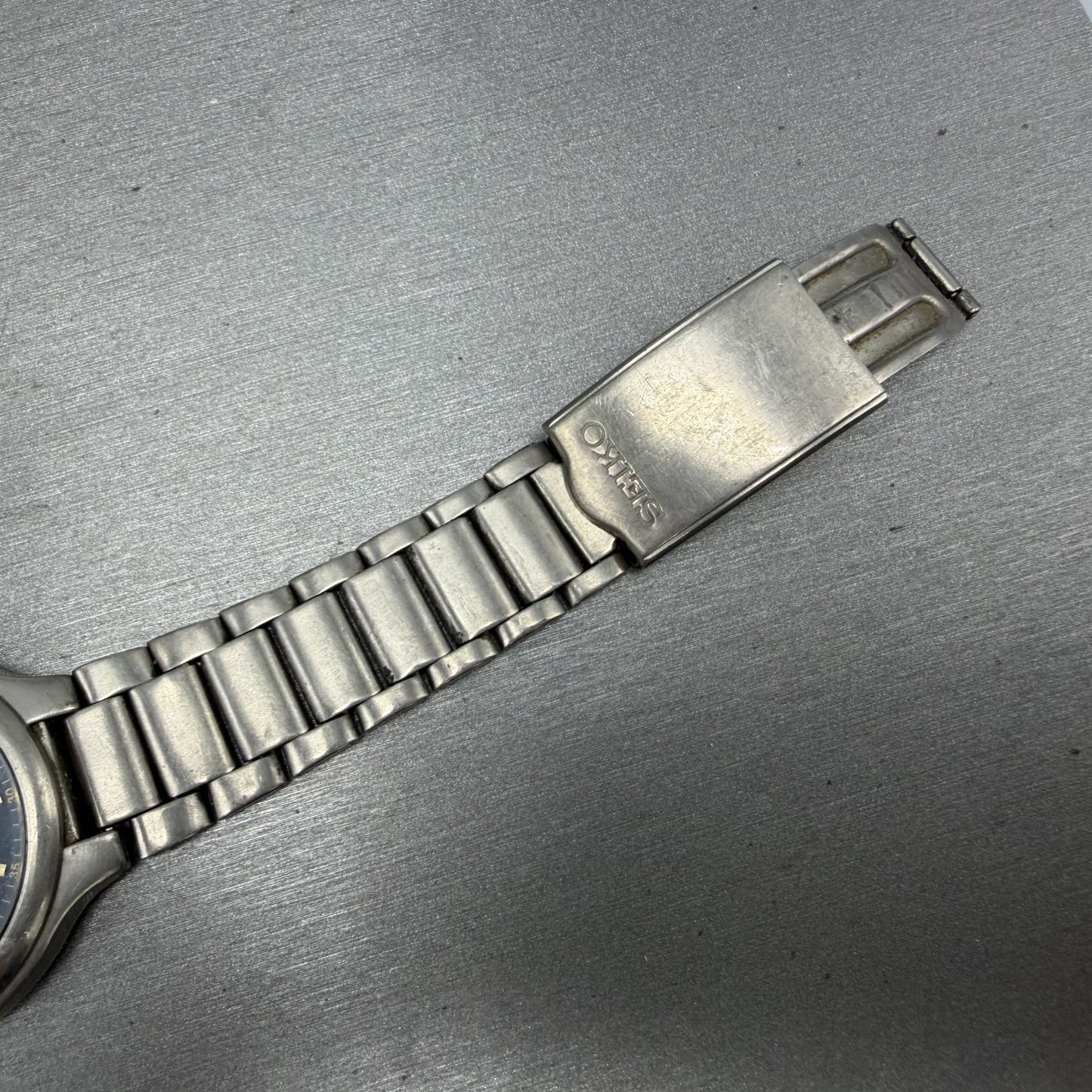 Seiko Watch Men 37mm Blue Dial Titanium Date Round Bracelet 7N428109 PARTS8