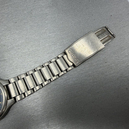 Seiko Watch Men 37mm Blue Dial Titanium Date Round Bracelet 7N428109 PARTS8