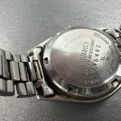 Seiko SQ Watch Women 24mm Silver Dial Silver Tone Daydate Round 3423-0099 NewBat9