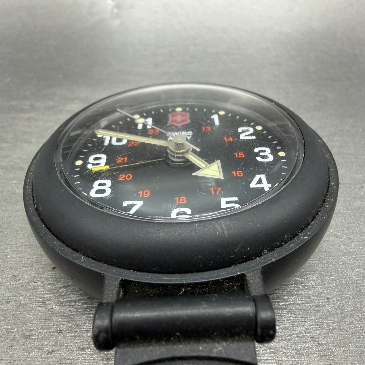 Victorinox Swiss Army Travel Alarm Clock 61mm Black Dial Black Tone PARTS UNTEST3