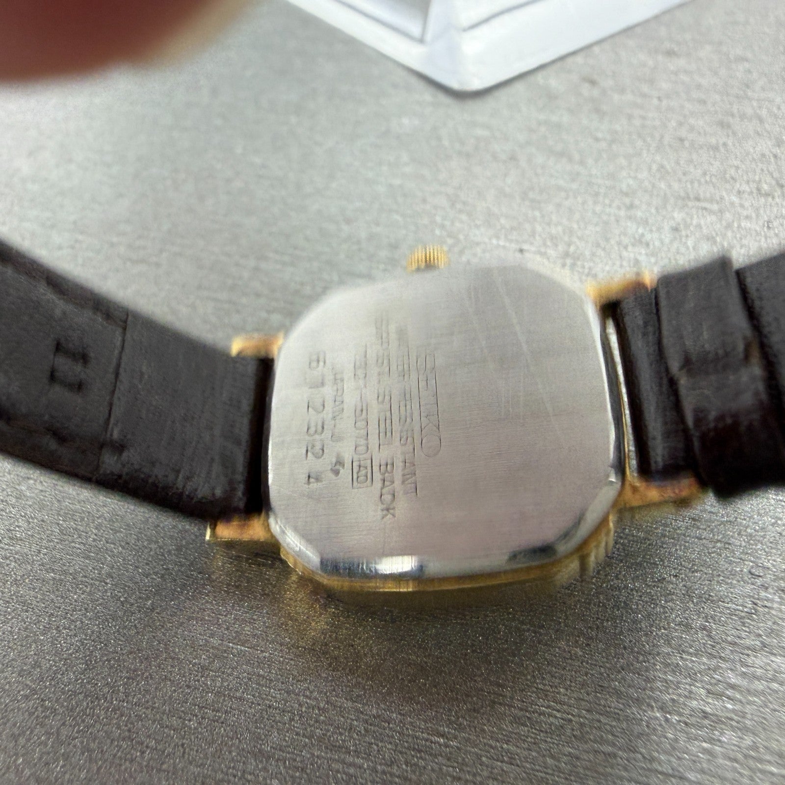 Seiko Watch Women 20mm Champagne Dial Gold Tone Square 7321-5070 New Battery 419