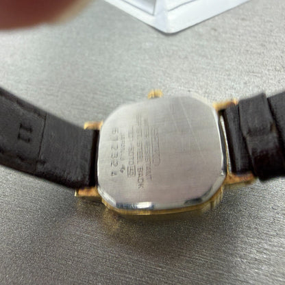 Seiko Watch Women 20mm Champagne Dial Gold Tone Square 7321-5070 New Battery 419