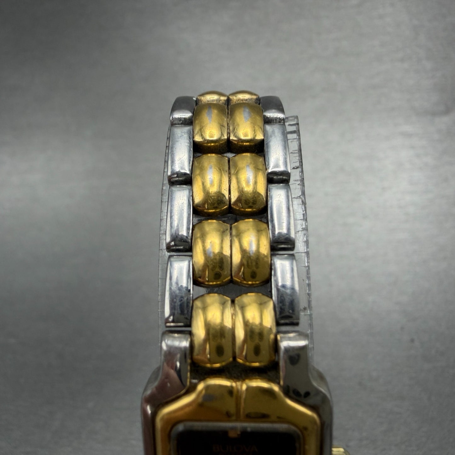 Bulova Tank Watch Women 17mm Black Dial Two Tone Rectangle 90H01T New Battery4