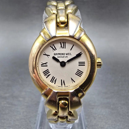 Raymond Weil Chorus Watch Women 23mm White Dial Gold Plated Round 5883 New Batt0