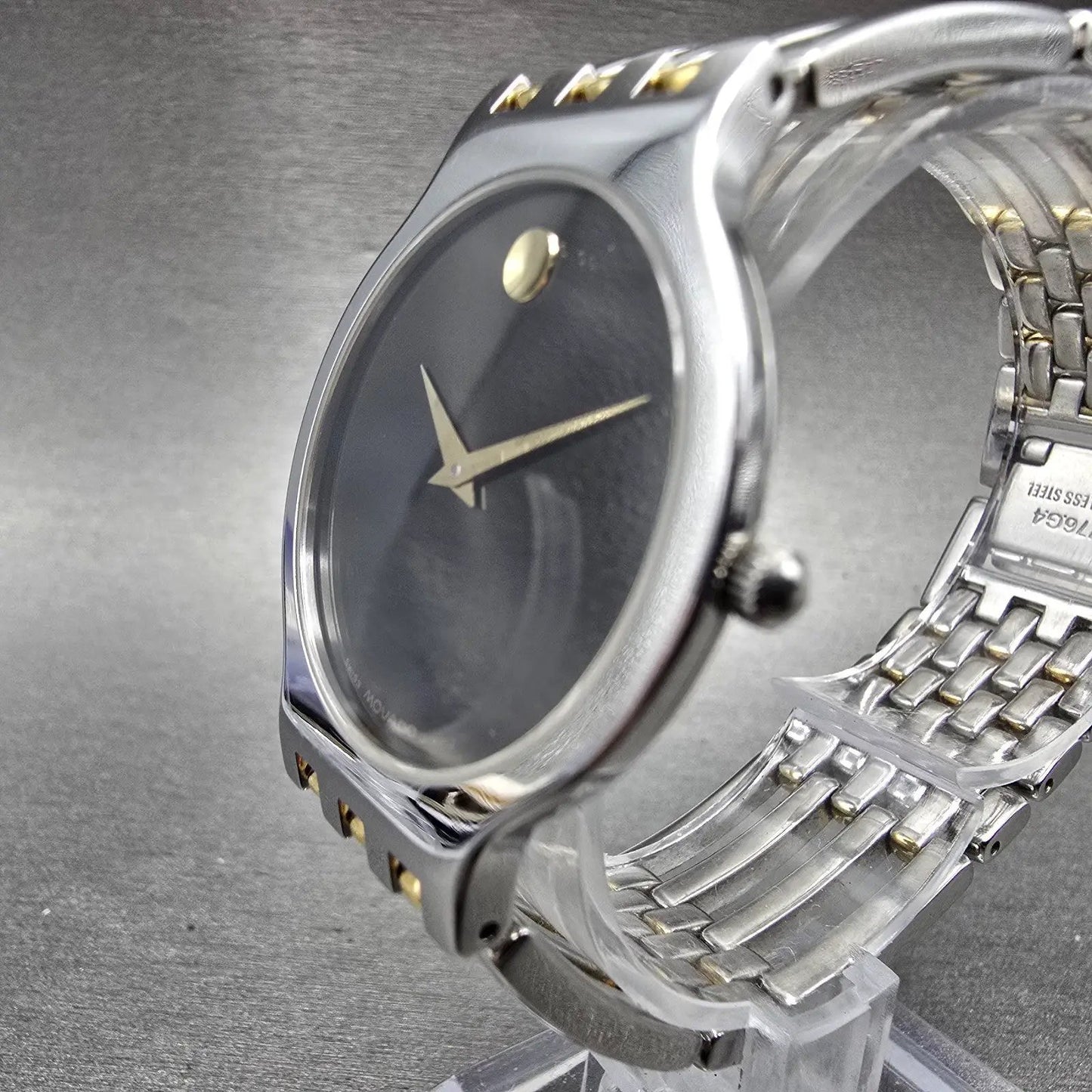Movado Esperanza Watch Men 33mm Black Dial Two Tone 84.19.861 New Battery VHU2