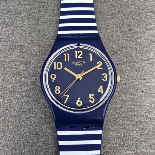 Swatch Ora D'Aria Watch Women 25mm Blue Dial Blue Case Round LN153 New Battery0