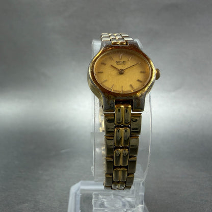 Seiko Watch Women 17mm Champagne DIla Gold Tone Oval 1F20-5B19 New Battery VTG5