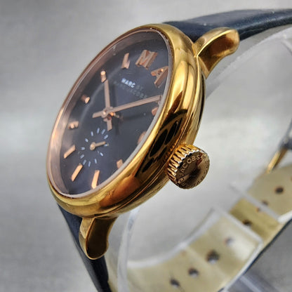 Marc Jacobs Baker Watch Women 28mm Blue Dial Rose Gold Tone Small Seconds Runs2