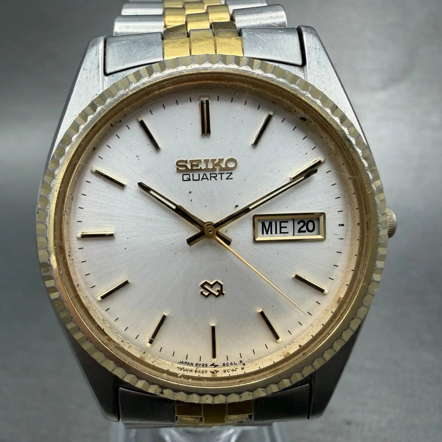 Seiko SQ President Watch Men 36mm Silver Dial Two Tone Daydate Round New Battery0
