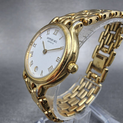 Raymond Weil Watch Women 24mm White Dial Gold Plated Date 9946 PARTS3