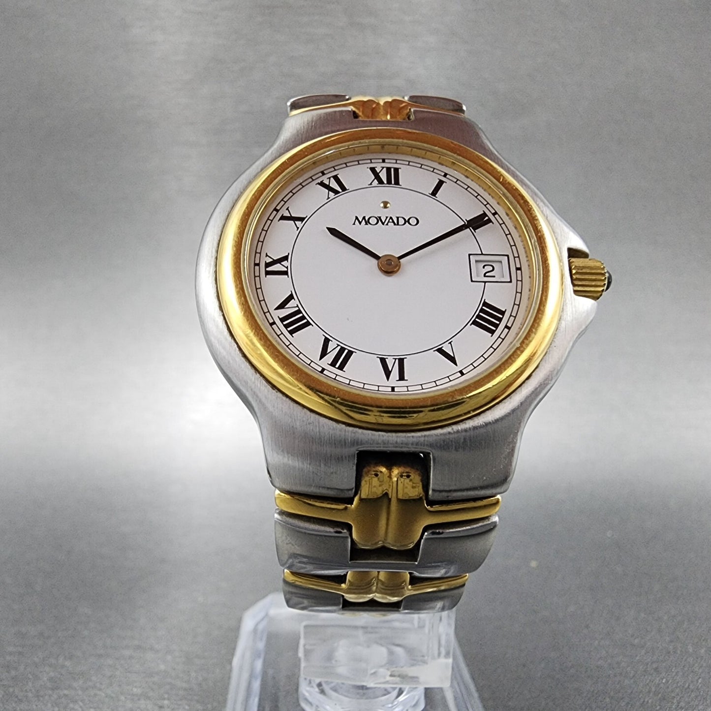 Movado Olympian Watch Men 35mm White Dial Two Tone Date Round New Battery5