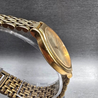 Seiko Watch Men 34mm Champagne Dial Gold Tone Round V701-6J60 New Battery VTG3