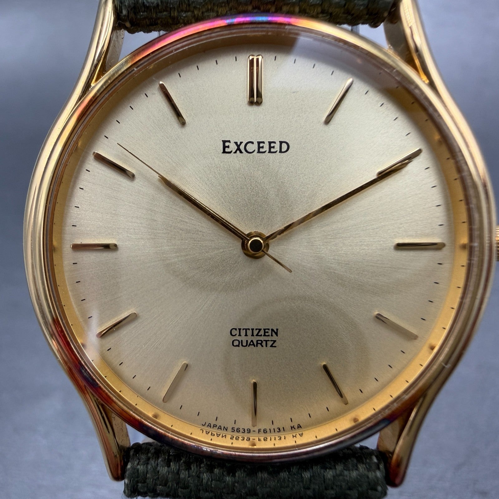 Citizen Exceed Watch Men 32mm Gold Dial Gold Tone Round 5639-F60854 New Battery1