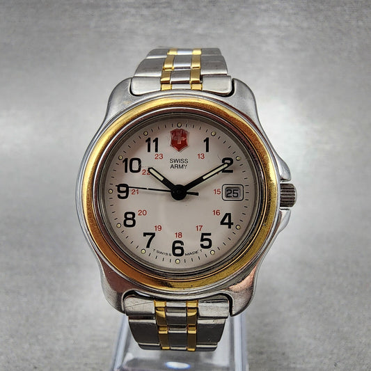 Victorinox Swiss Army Officer Watch Women 30mm White Dial Steel Date New Batt0