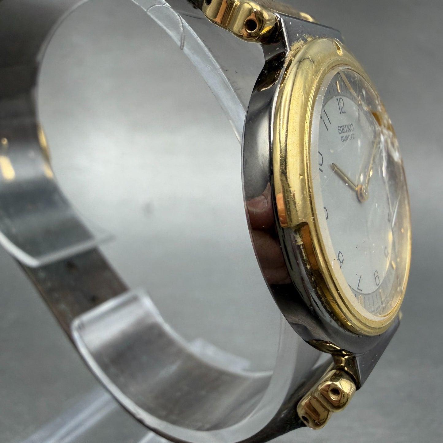 Seiko Watch Men 30mm Silver Dial Two Tone Round 6530-6129 New Battery Vintage3