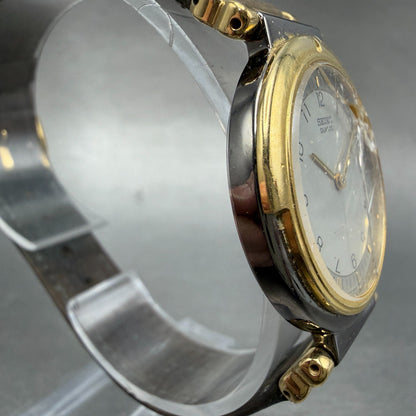 Seiko Watch Men 30mm Silver Dial Two Tone Round 6530-6129 New Battery Vintage3