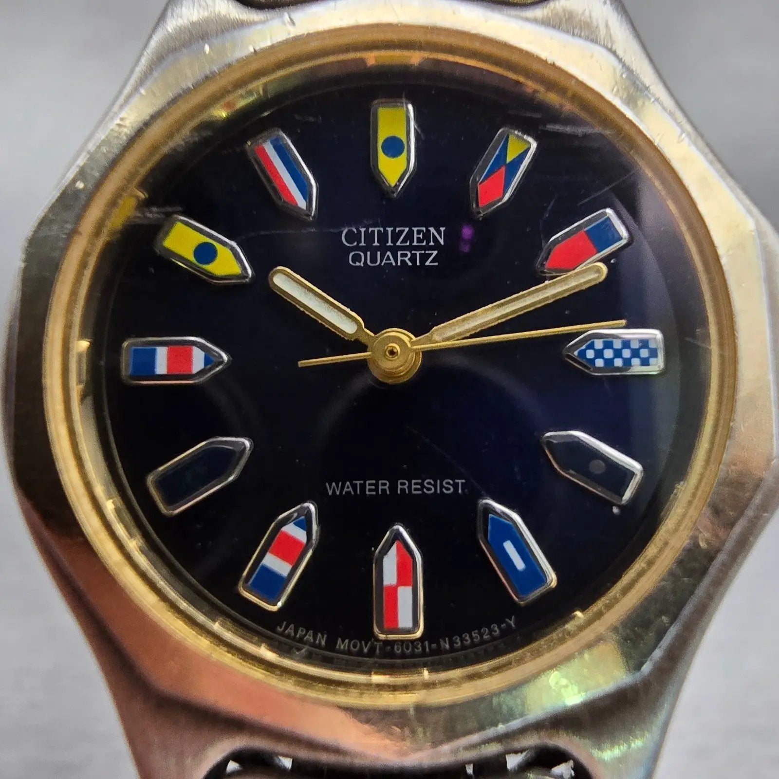 Citizen Watch Women 27mm Blue Dial Two Tone Round 5031-S45474 New Battery VTG1