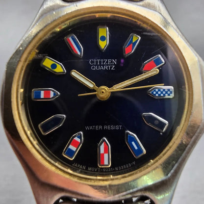 Citizen Watch Women 27mm Blue Dial Two Tone Round 5031-S45474 New Battery VTG1