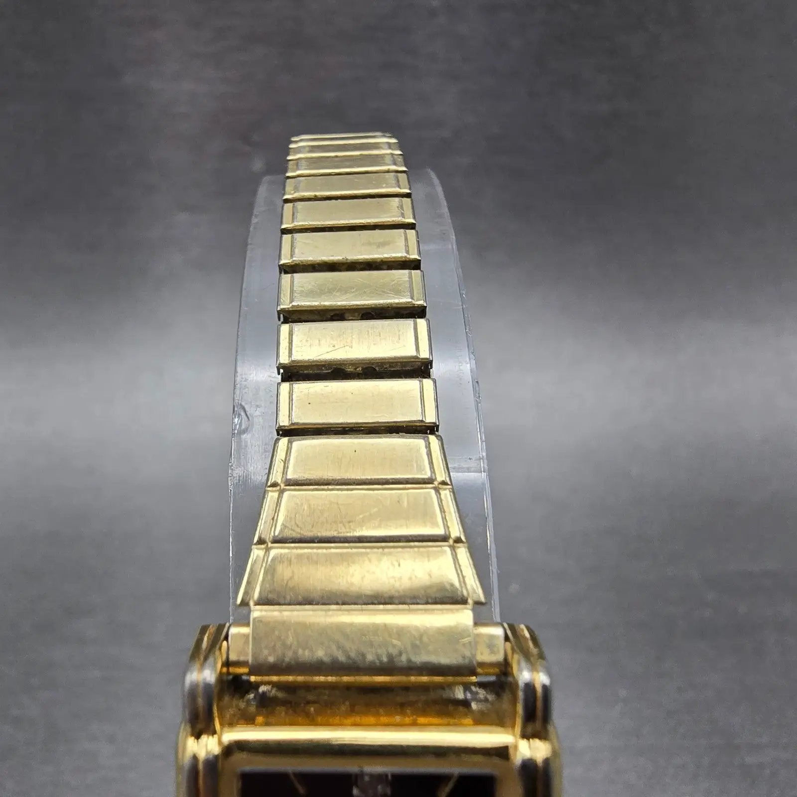 Jules Jurgensen Watch Women 18mm Black Dial Gold Tone Rectangle New Battery VTG4