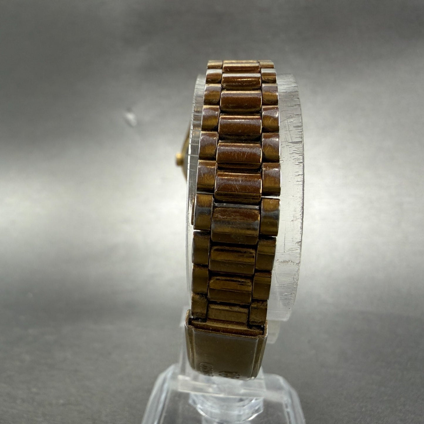 Seiko SQ Watch Women 24mm Gold Dial Gold Tone Daydate Round 3E23-0A60 NewBatt LK7