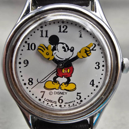 Lorus Mickey Mouse Watch Women 26mm White Dial Silver Tone V515-6080 New Battery1