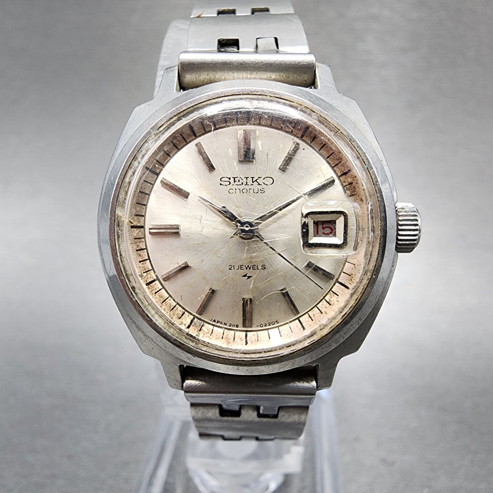 Seiko Chorus Watch Women 25mm Silver Dial Silver Tone Date Manual 21180260 Runs0