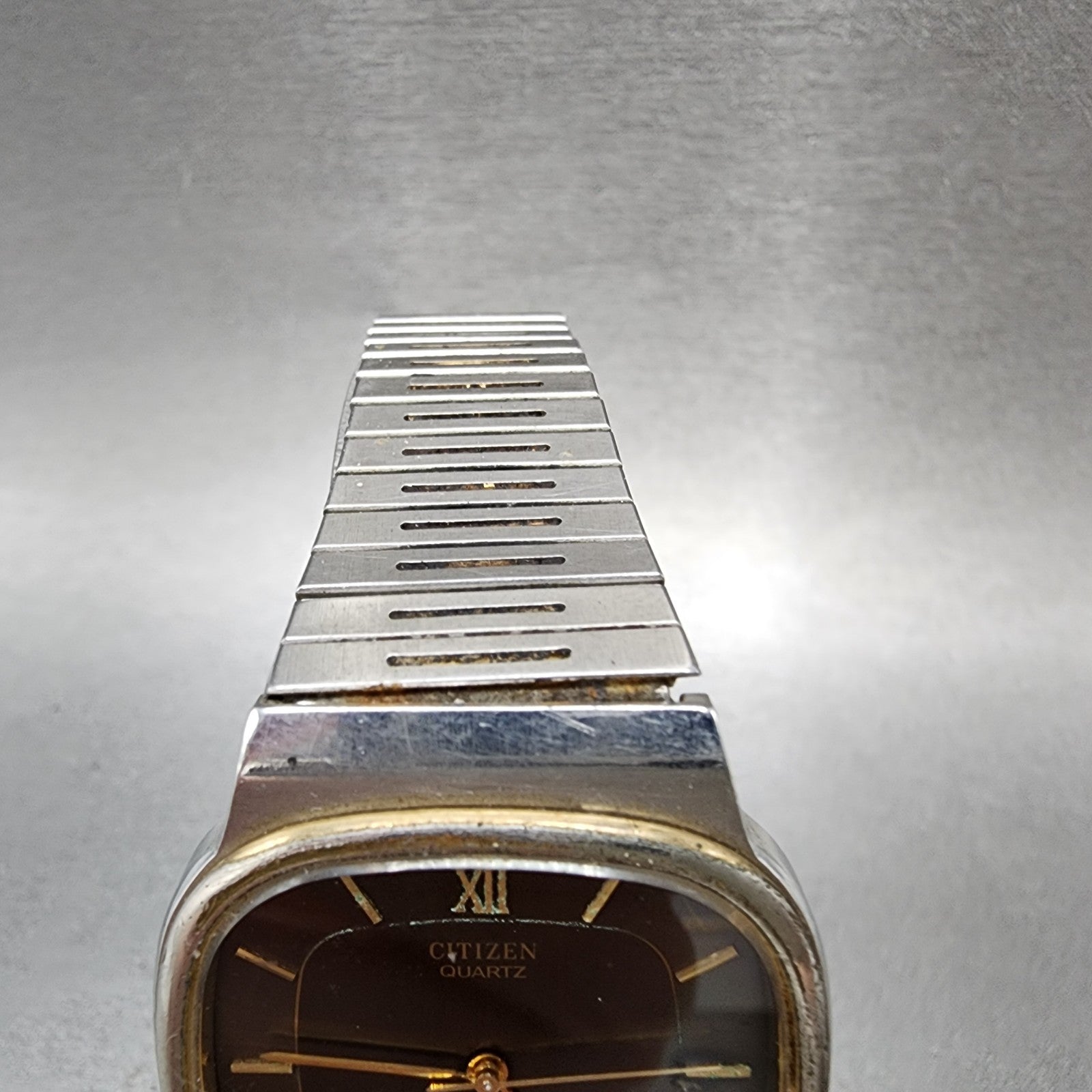 Citizen CQ Watch Men 32mm Brown Dial Two Tone 1230214528 New Battery READ!!!!!!4