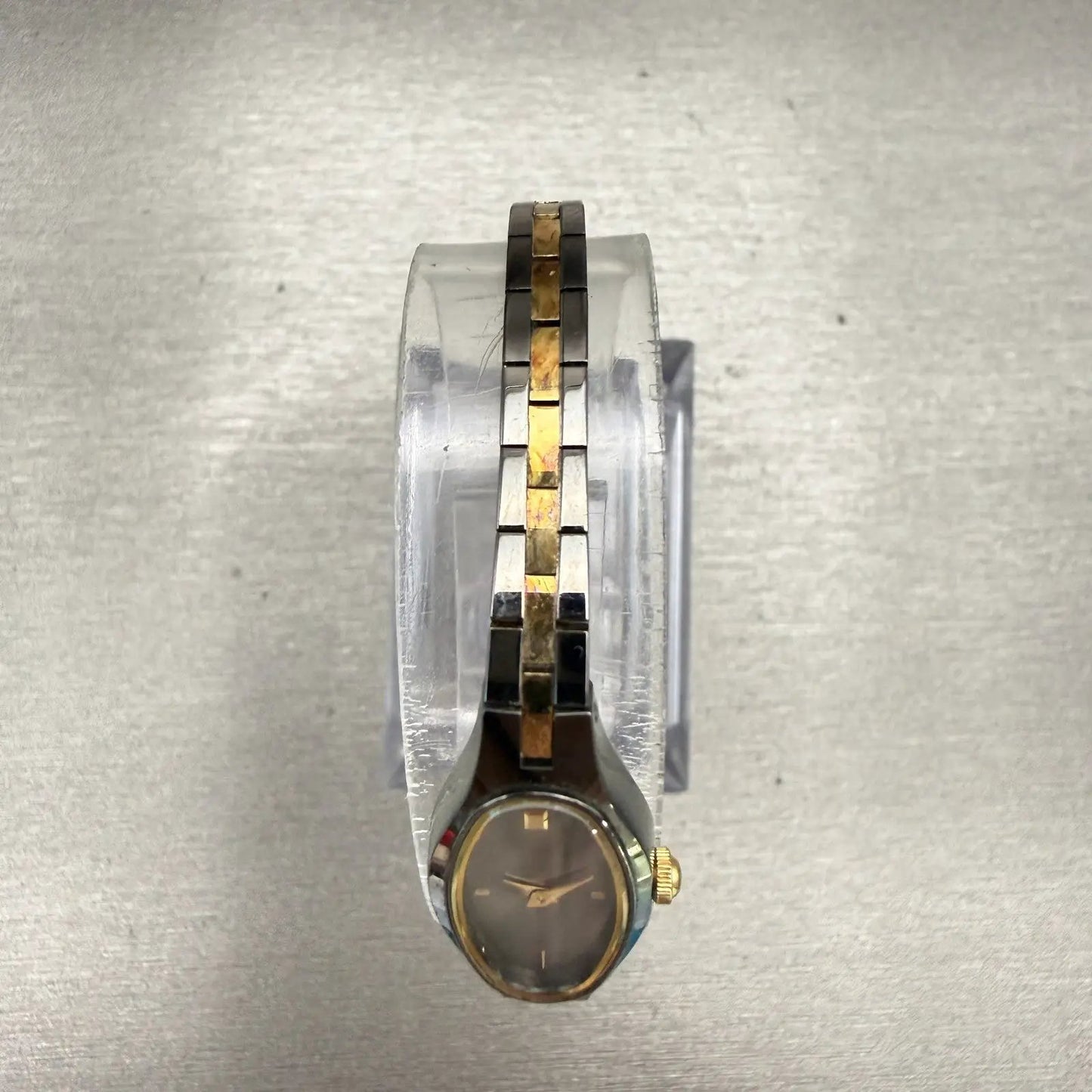 Seiko Watch Women 12mm Gray Dial Two Tone Oval 1E20-5719 Vintage New Battery4