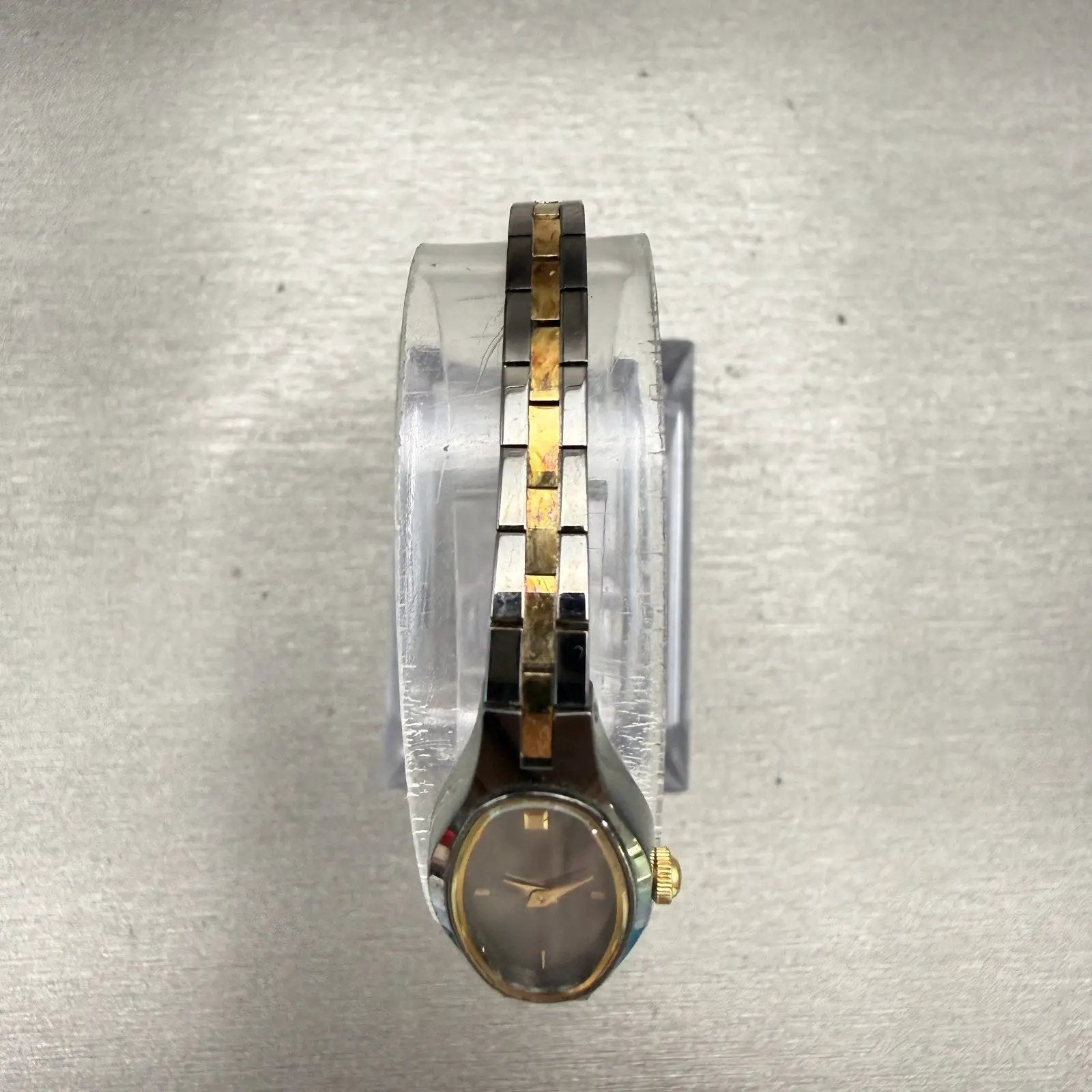 Seiko Watch Women 12mm Gray Dial Two Tone Oval 1E20-5719 Vintage New Battery4
