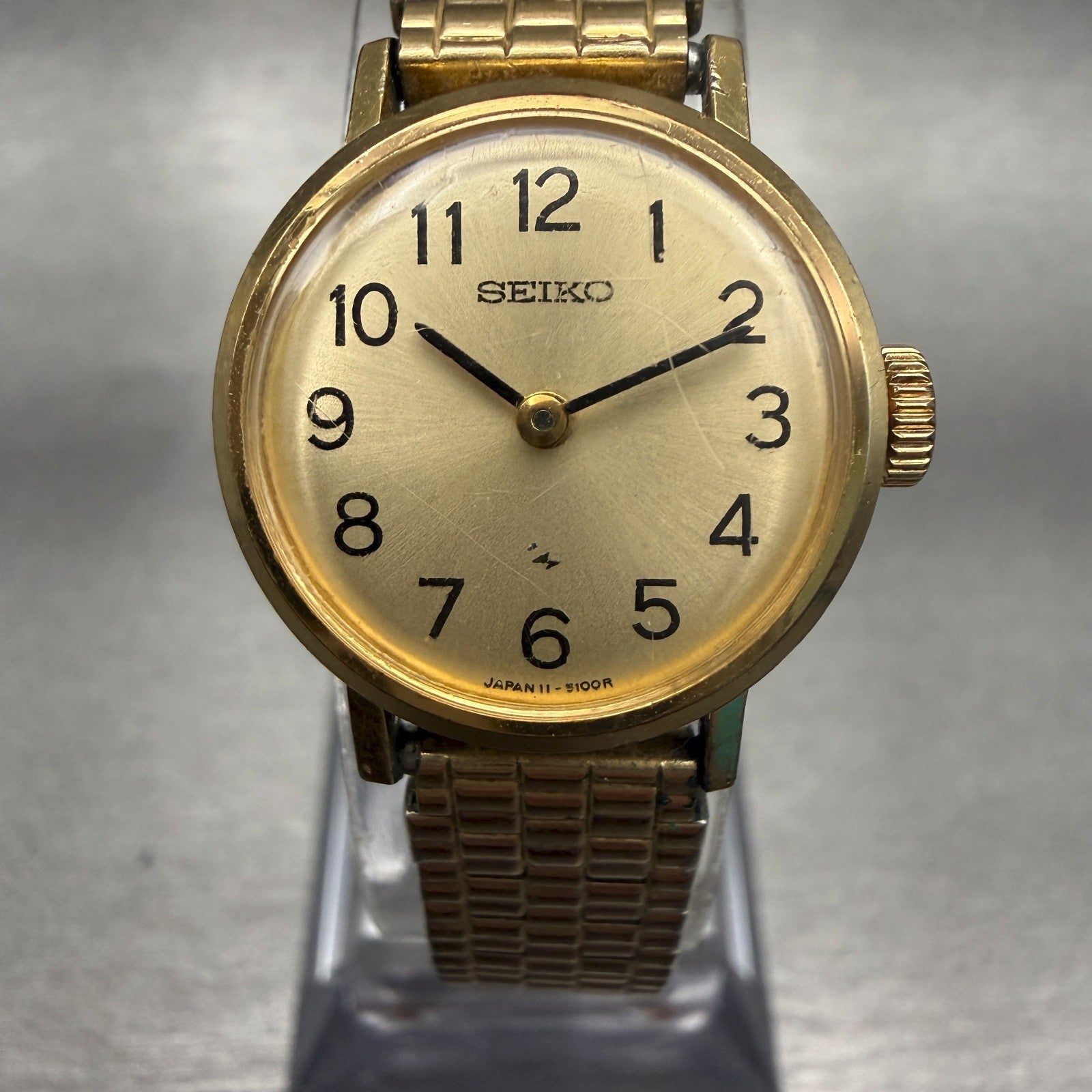 Seiko Watch Women 20mm Gold Dial Gold Tone Round 11-0039 Manual wind Works0