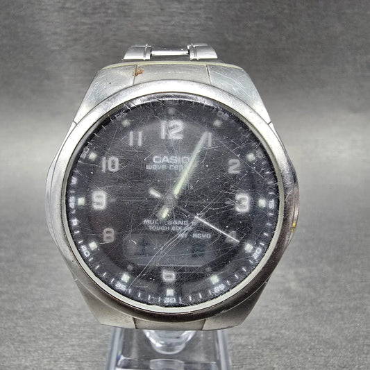 Casio Wave Ceptor WVA-M600 Watch Men 42mm Black Dial Steel Analog Digital Solar0