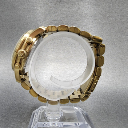 Michael Kors Runway Chronograph Watch Women 38mm Champagne Dial Gold Tone NewBat6