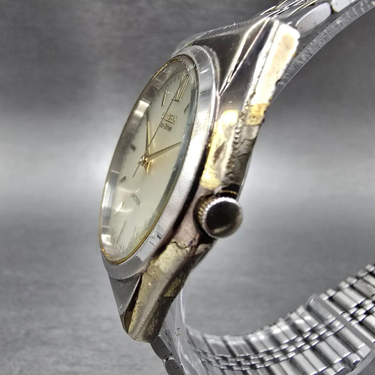 Citizen Junction Eco-Drive Watch Men 35mm Champpange Dial Two Tone Round Works2