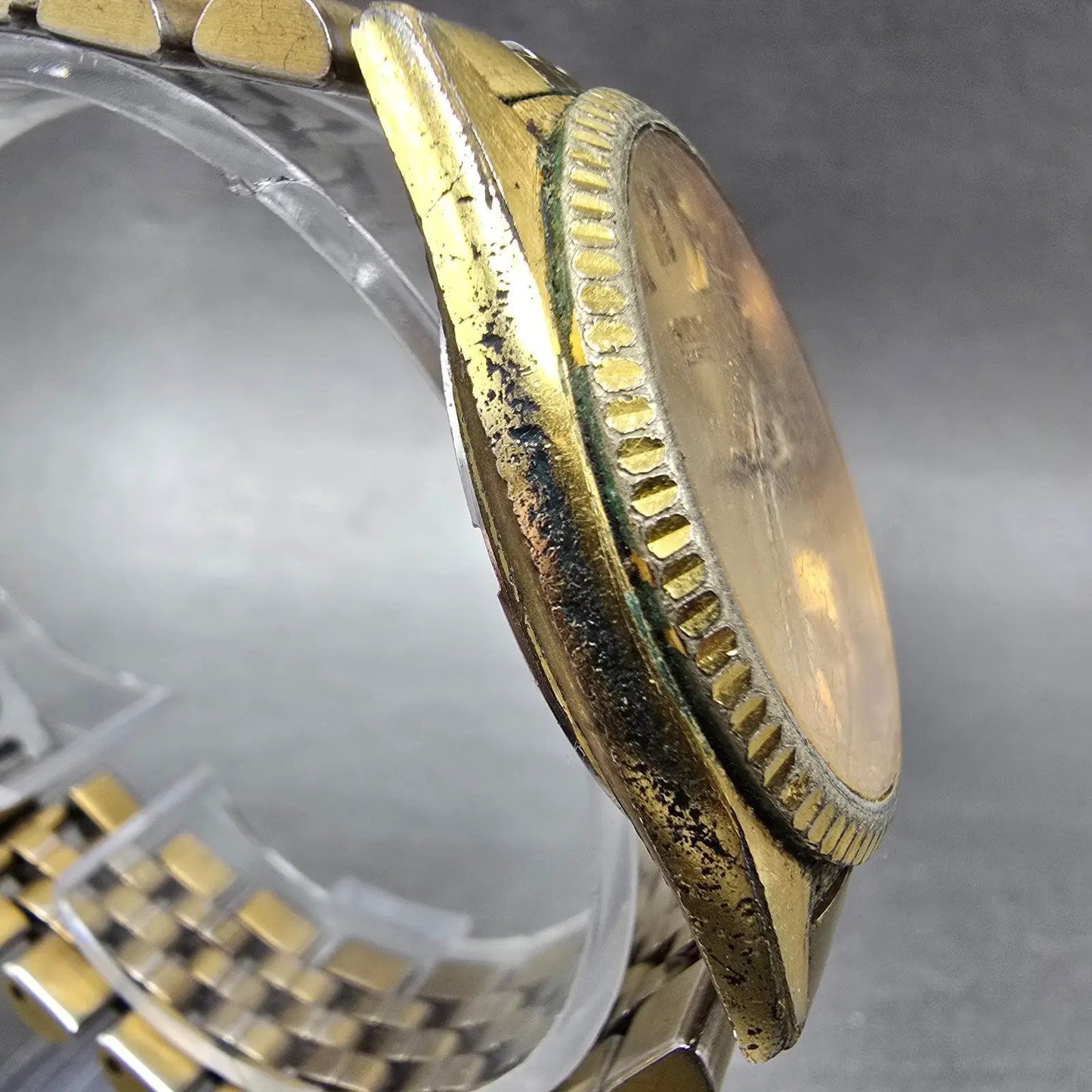 Seiko SQ President Watch Men 36mm Gold Dial Gold Daydate 5Y23-8A60 Round PARTS B4