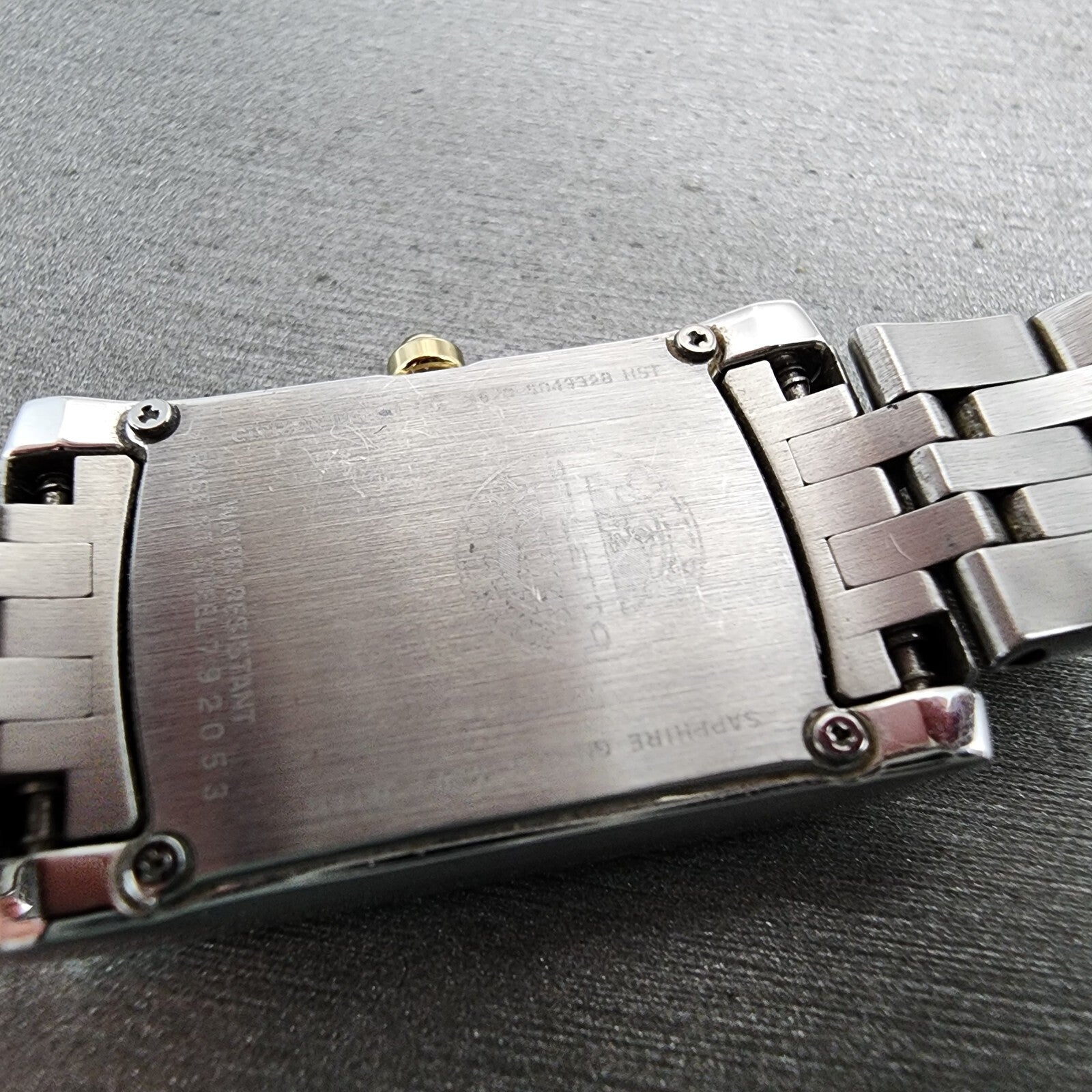 Citizen EcoDrive Tank Watch Women 18mm MOP Dial Two Tone Rectangle Runs9