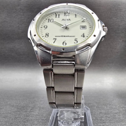 Seiko Alba Watch Men 39mm Luminous Dial Silver Tone Date V732-0S00 New Battery5
