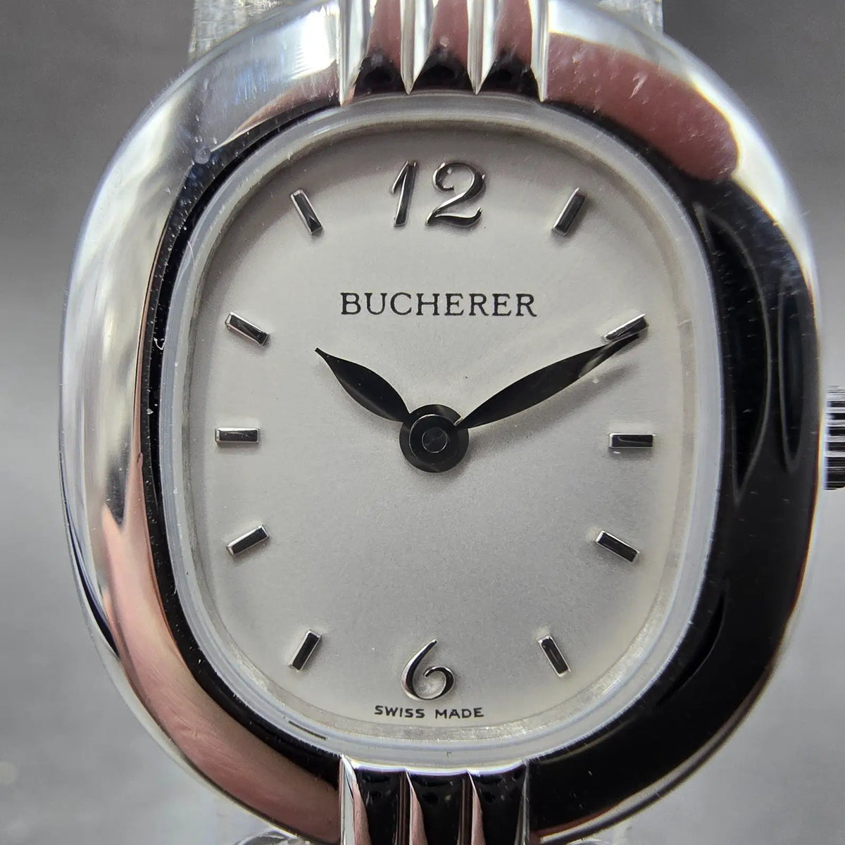 Bucherer Watch Women 21mm Silver Dial Silver Tone Oval 901.507 New battery3
