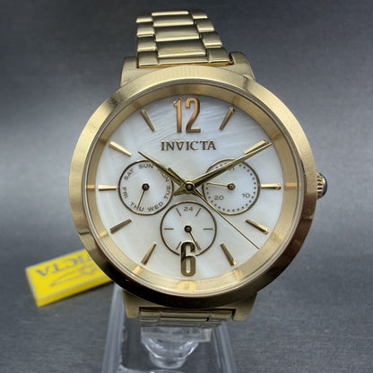 Invicta Angel Watch Women 39mm MOP Dial Gold Tone Daydate Round 31084 New Batt0